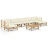 vidaXL 8-tlg. Garten-Lounge-Set mit Cremewei&szlig;en Kissen Bambus