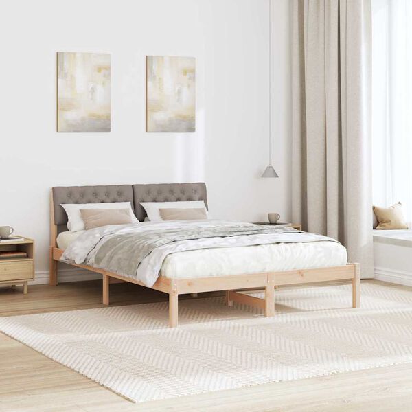 vidaXL Bettgestell Braun und Taupe 160 x 200 cm Massivholz Kiefer