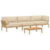vidaXL Sofa Set mit Kissen Uni 4 pcs Beige Massivholz Akazie