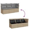 vidaXL Gartensofa mit Kissen 3-Sitzer Beige Poly Rattan