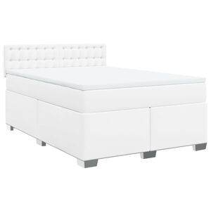 vidaXL Boxspringbett mit Matratze Wei&szlig; 160x200 cm Kunstleder