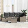 vidaXL Sofa Set mit Kissen mit Speicher Grau Poly-Rattan