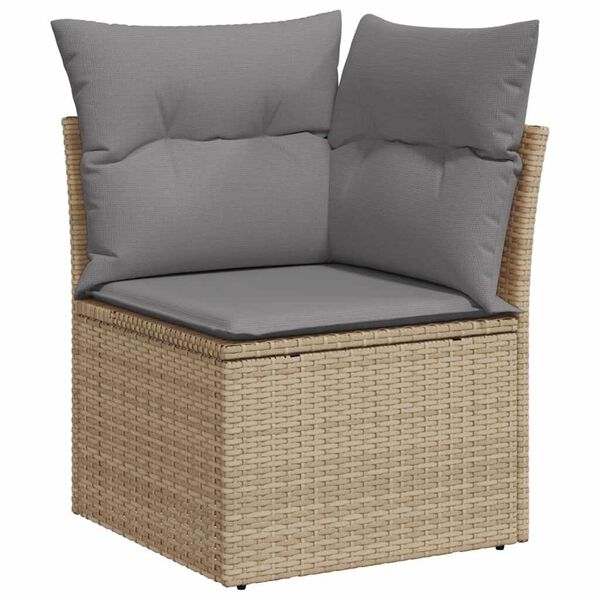 vidaXL 9-tlg. Garten-Sofagarnitur mit Kissen Beige Poly Rattan Akazie