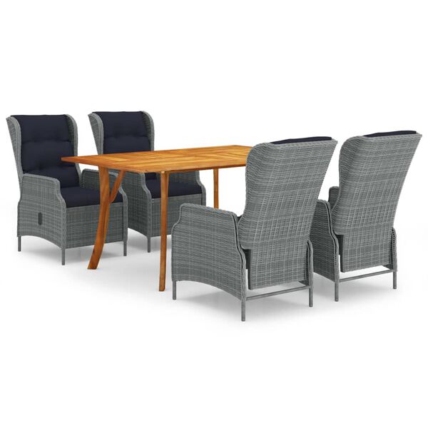 vidaXL 5-tlg. Garten-Essgruppe Hellgrau