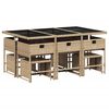 vidaXL 11-tlg. Garten-Essgruppe mit Kissen Beige Poly Rattan
