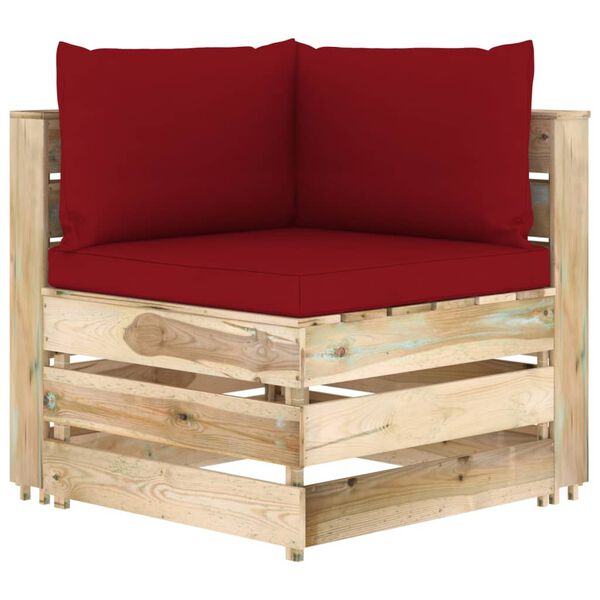 vidaXL 4-tlg. Garten-Lounge-Set mit Kissen Gr&uuml;n Impr&auml;gniertes Holz