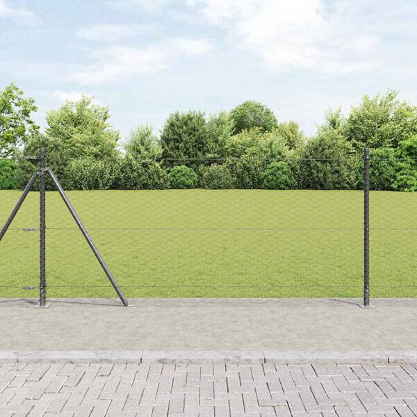 vidaXL Zaunpfosten Grau 10 x 0,8 m (36 mm Mesh) Stahl und PVC
