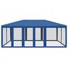 vidaXL Partyzelt mit 10 Mesh-Seitenteilen Blau 6x4 m HDPE