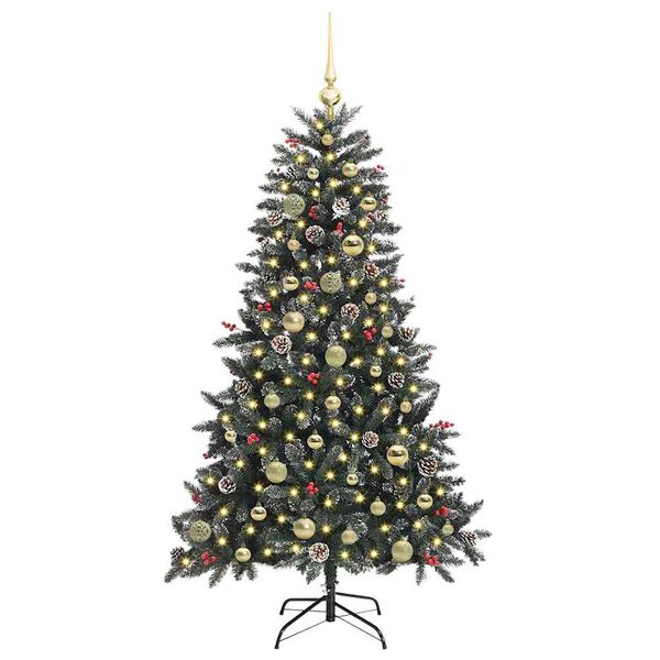 vidaXL K&uuml;nstlicher Weihnachtsbaum Gr&uuml;n 150 cm PVC, Plastik und Stahl