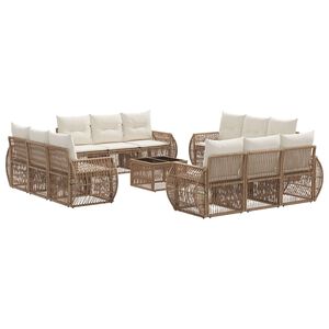 vidaXL Gartensofa-set 13 pcs Beige und Cremewei&szlig; Poly-Rattan