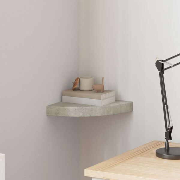 vidaXL Eck-Schweberegal Betongrau 25x25x3,8 cm MDF