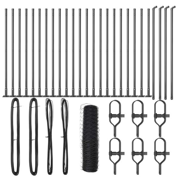 vidaXL Zaunpfosten Grau 50 x 1 m (50 mm Mesh) Stahl und PVC