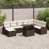 vidaXL Garten-Sofa-Set mit Kissen mit Speicher 9 pcs Braun Poly Rattan