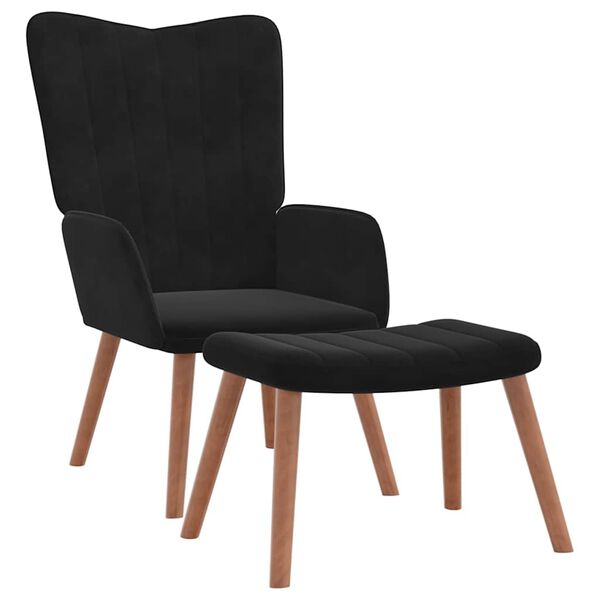 vidaXL Relaxsessel mit Hocker Schwarz Samt