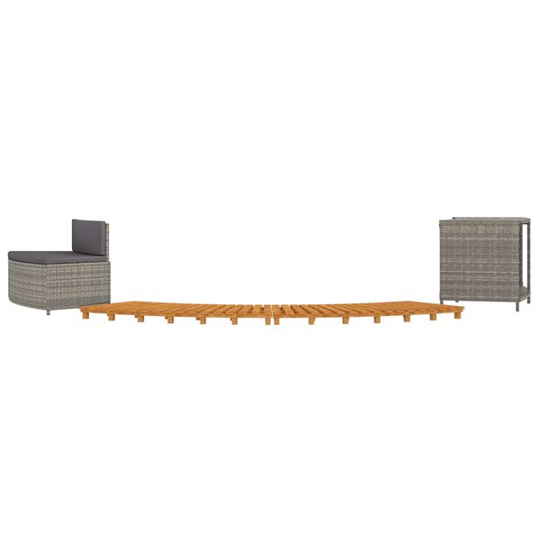 vidaXL Whirlpool-Umrandung Grau Poly Rattan und Massivholz Akazie