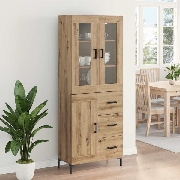 vidaXL Highboard mit Schubladen 2 pcs Artisan-Eiche Holzwerkstoff