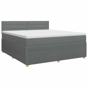 vidaXL Boxspringbett mit Matratze Dunkelgrau 140 x 200 cm Stoff