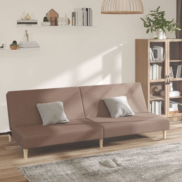 vidaXL Schlafsofa 2-Sitzer Taupe Stoff