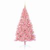 vidaXL K&uuml;nstlicher vorbeleuchteter Weihnachtsbaum Rosa 180 cm PVC