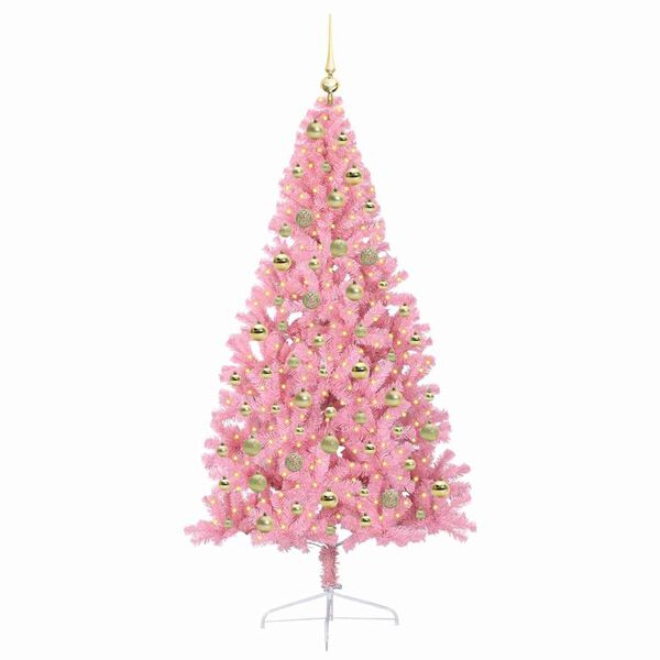 vidaXL K&uuml;nstlicher vorbeleuchteter Weihnachtsbaum Rosa 180 cm PVC