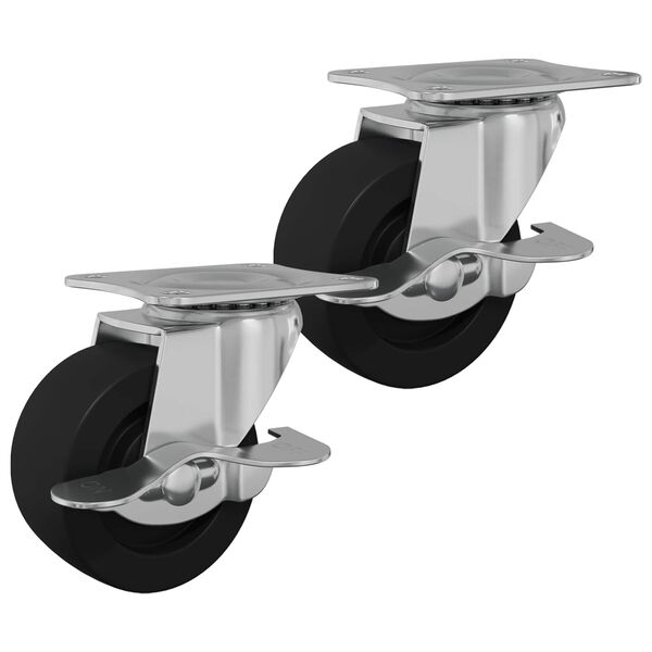 vidaXL Bockrolle 2 pcs Schwarz und Silber 63 x 48 x 46 mm