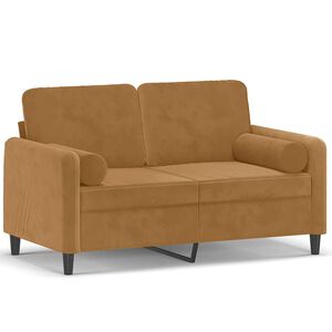 vidaXL 2-Sitzer-Sofa mit Zierkissen Braun 120 cm Samt
