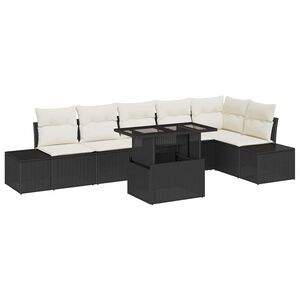 vidaXL Gartensofa-set mit Kissen 7 pcs Schwarz Poly-Rattan