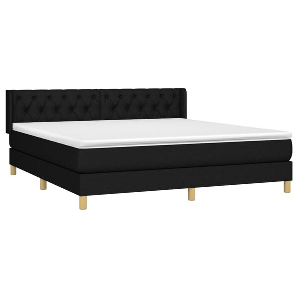 vidaXL Boxspringbett mit Matratze Schwarz 160x200 cm Stoff