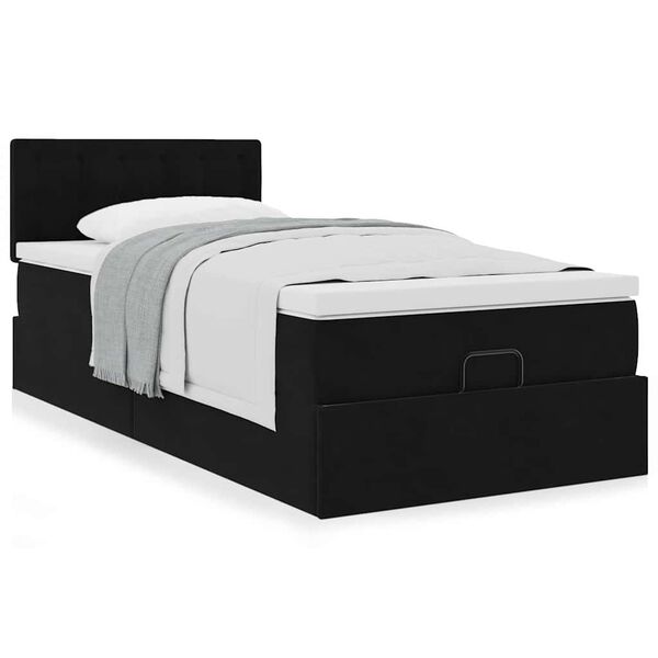 vidaXL Ottoman-Bett mit Matratze Schwarz 90x190 cm Samt