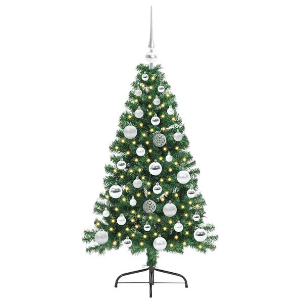 vidaXL Künstlicher vorbeleuchteter Weihnachtsbaum Grün 120 cm PVC