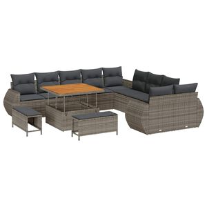 vidaXL Gartensofa-set 13 pcs Grau Poly-Rattan