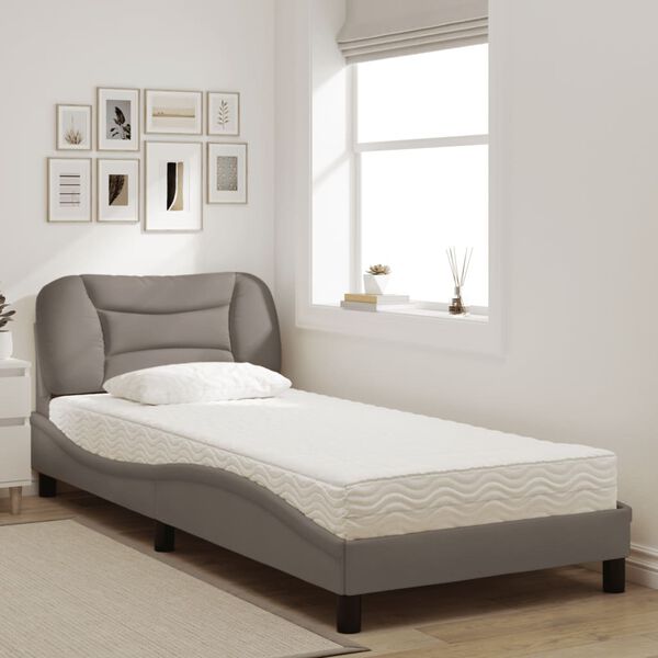 vidaXL Bett mit Matratze "Hvar" Taupe 90x190 cm Stoff