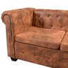 vidaXL Chesterfield-Ecksofa 5-Sitzer Kunstleder Braun