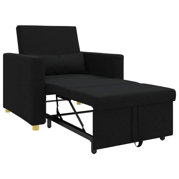 vidaXL Ausziehbare Schlafcouch Einzel Schwarz 90 x 165 x 87 cm Stoff