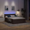 vidaXL Ottoman-Bett mit Matratze & LEDs Dunkelbraun 140x200 cm Stoff