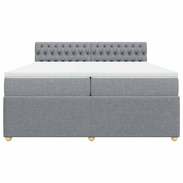 vidaXL Boxspringbett mit Matratze Hellgrau 200x200 cm Stoff
