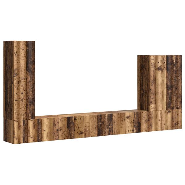 vidaXL TV-Wandregal-Set Wandmontiert 6 pcs Altholz