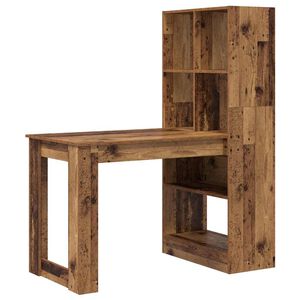 vidaXL Schreibtisch mit Regal Altholz 122 x 67 x 145 cm Holzwerkstoff