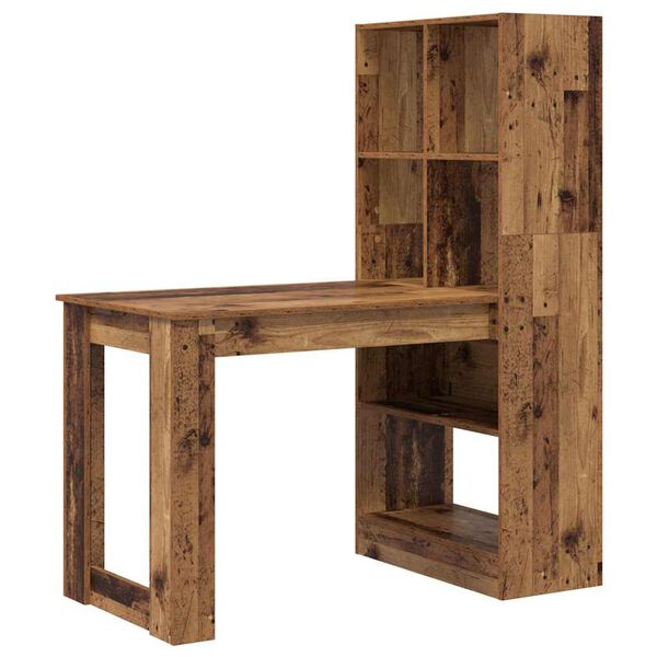 vidaXL Schreibtisch mit Regal Altholz 122 x 67 x 145 cm Holzwerkstoff