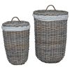 vidaXL W&auml;schekorb mit Deckel 2 pcs Kubu Grau Kubu Rattan