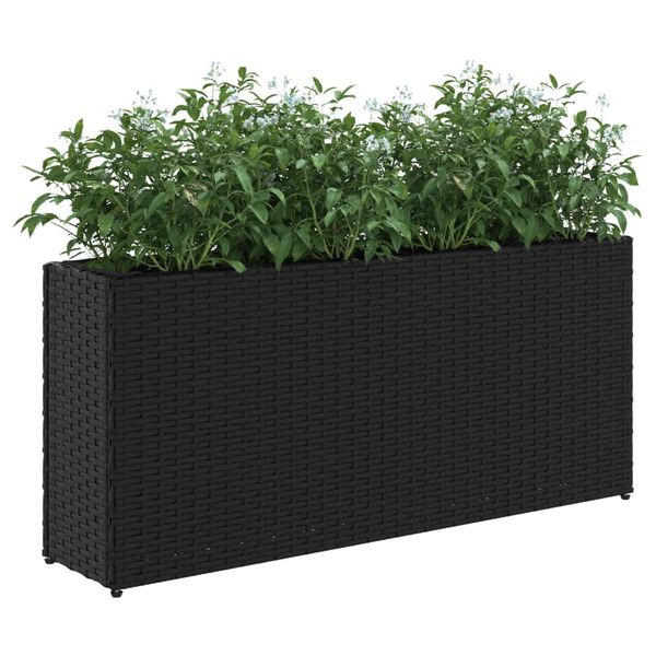 vidaXL Hochbeet mit 2 F&auml;chern Schwarz 90x20x40 cm Poly Rattan