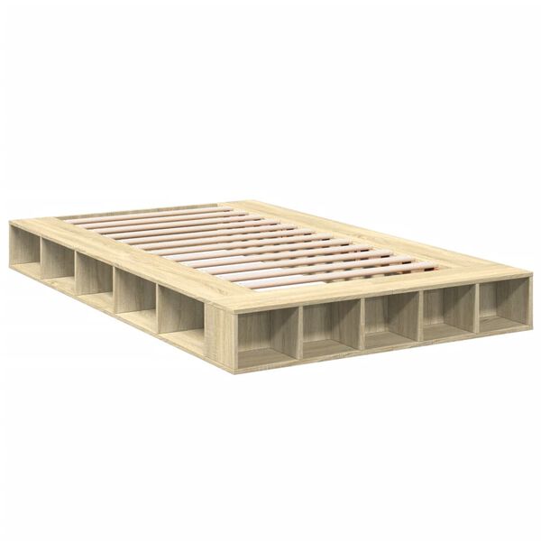 vidaXL Bettgestell Sonoma-Eiche 135x190 cm Holzwerkstoff