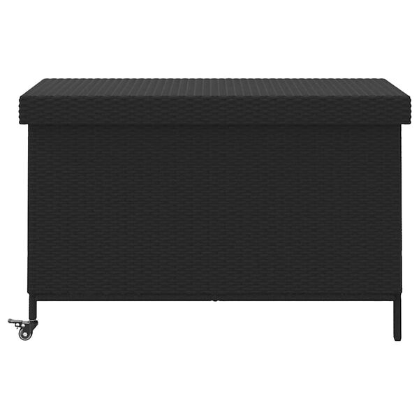 vidaXL Gartentruhe mit Rollen Schwarz 110x55x73 cm Poly Rattan