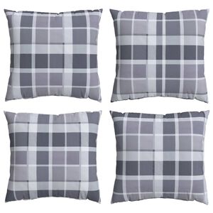 vidaXL Kissen f&uuml;r drau&szlig;en 4 stk. Stoff Grau kariert 50 x 50 cm