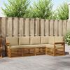 vidaXL Ecksofa Set mit Kissen 5 pcs Natur und Beige Massivholz Akazie