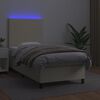 vidaXL Boxspringbett mit Matratze & LED Creme 100x200 cm Kunstleder