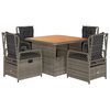 vidaXL 5-tlg. Garten-Essgruppe mit Kissen Grau Poly Rattan