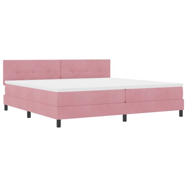 vidaXL LED Boxspringbett mit Matratze mit LED Rosa 200 x 200 cm Samt