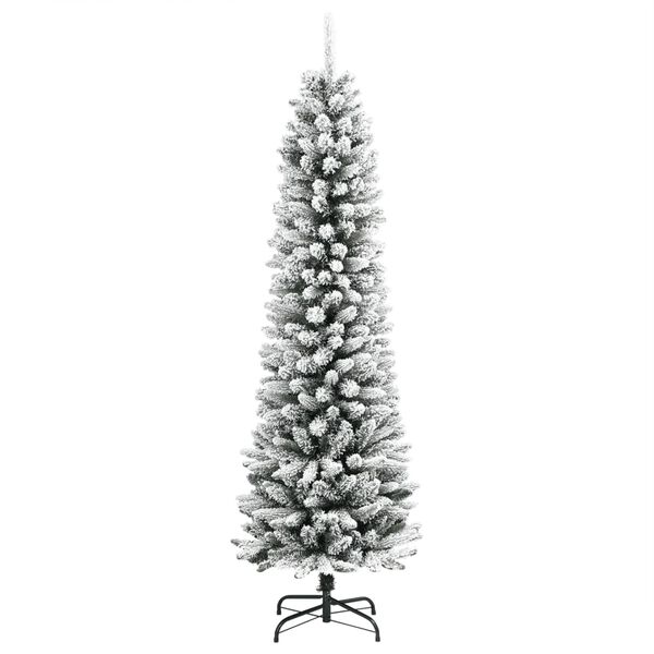 vidaXL Künstlicher Weihnachtsbaum Schlank mit Schnee 210 cm PVC & PE