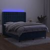 vidaXL Boxspringbett mit Matratze & LED Dunkelblau 140x200 cm Samt